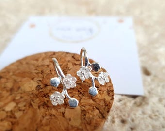 Flower Leaf •  925 Sterling Silver Drop Earrings. Floral earring gift/friend/wife/girlfriend/mother
