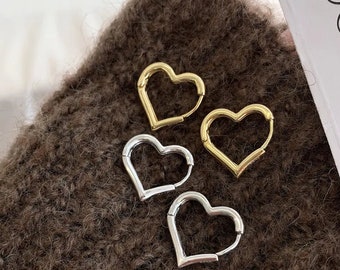 Cherish Love Heart Hoop in 925 Sterling Silver and Gold. Perfect gift for a loved one