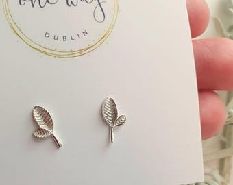 New Growth Leaves Earrings - 925 Sterling Silver Stud Leaf Earrings. Gift idea for gardener/friend/girlfriend/mother/birthday/nature