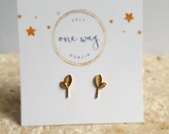 New Growth Leaves - Leaf Earrings - 18K Gold 925 on Sterling Silver Stud  Earrings. Plant gift idea/friend/mother/birthday/gardener