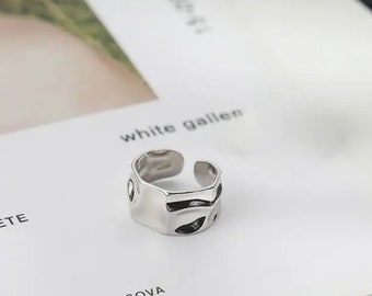 Irregular Convex Band Ring - adjustable 925 sterling silver.