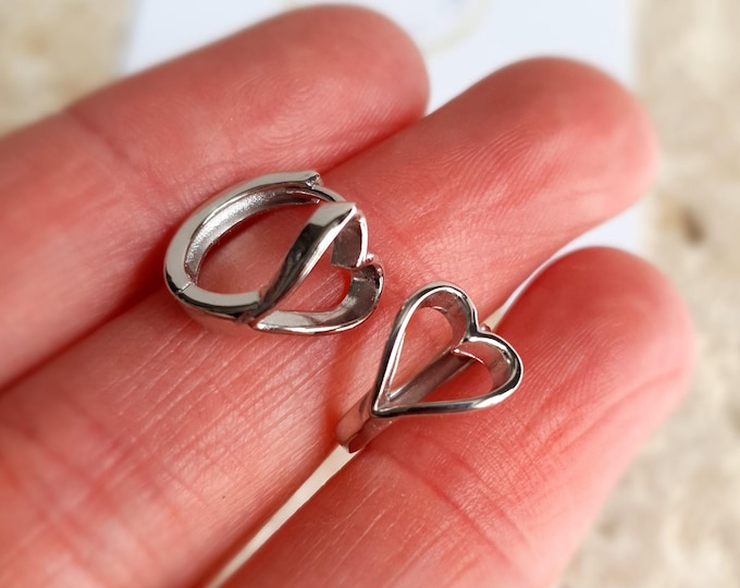 Featured listing image: Sterling Silver Heart Hoop Earrings: Gold Plated Love Adore Hoops