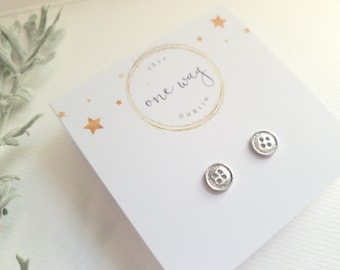 Cute as a Button 925 Sterling Silver Stud Earrings •  Gift/friend/girl/wife/girlfriend/Mother/Mum/thank you