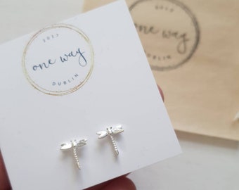 Dragonfly 925 Sterling Silver Stud Earring. Ideal gift for her