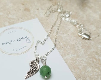 Angel Wing Charm and Semi-precious gemstone Necklace.