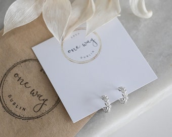 Leaf Huggie Hoop Earrings. 925 Sterling Silver. Layering, mix match earrings. Gift for her/girlfriend/friend/Mum