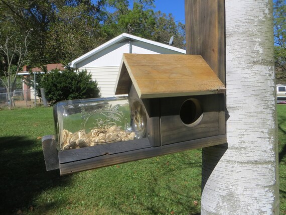 Wooden Squirrel Feeder Etsy