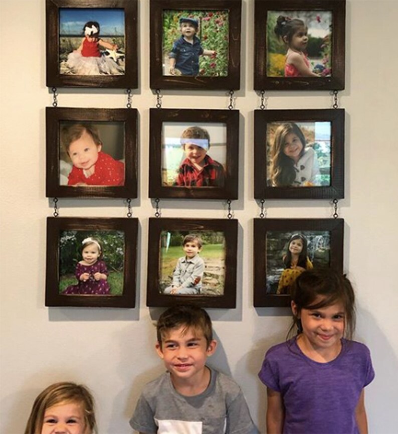 Collage of 9 8x8 Frames Rustic Wall Collage 8x8 Family Etsy