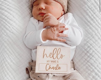 Hello My name is Birth Announcement Sign New Baby Gift Hospital Announcement Sign Baby Shower Gift Newborn Photo Prop Birth Arrival