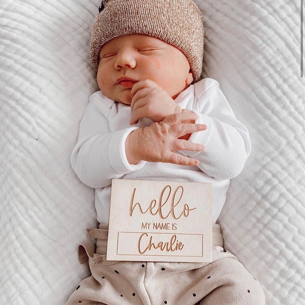Hello My name is Birth Announcement Sign New Baby Gift Hospital Announcement Sign Baby Shower Gift Newborn Photo Prop Birth Arrival