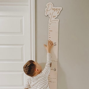 Wachstums-Chart Lineal 3D | Spielzimmer Dekor | Holz-Wachstumstabelle | 1.Geburtstag Geschenk | Schilder fürs Kinderzimmer | Kinderzimmer Kunst | Neues Baby-Geschenk