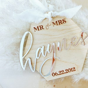 First Christmas Married Ornaments, Mr And Mrs Photo, Our First Christmas, Just Married Ornament, Wedding Couple Custom Gift, 2024 Decoration