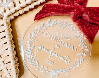 New Grandparents Christmas Ornament, Personalized New Baby Ornament, First Christmas Grandparents Ornament, Announcement Gift,