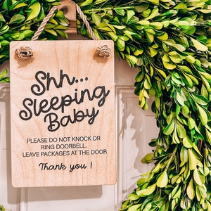 Baby Sleeping Sign, Don&#39;t Ring Doorbell, Front Door Sign, Do Not Disturb Sign, Do Not Knock Sign, Baby Shower Gift