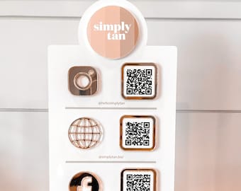 Triple Icon and QR Code Instagram Business Social Media Sign | Salon Sign | Beauty Sign | Hairdressers Beautician Sign Marketing Sign