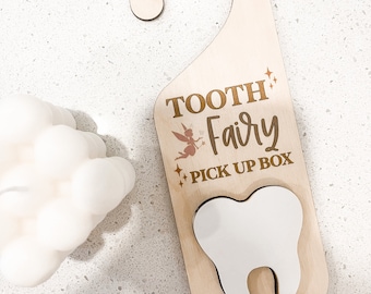 Tooth Fairy Door Holder, Custom Tooth Fairy Box, Personalized, Please Stop Here, Door Handle, Pick Up, Boy, Girl, pick up box, holder