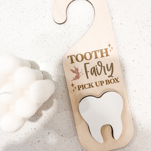 Tooth Fairy Door Holder, Custom Tooth Fairy Box, Personalized, Please Stop Here, Door Handle, Pick Up, Boy, Girl, pick up box, holder