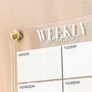 Magnetic Weekly Acrylic calendar, 2023 Planner, Dry Erase Calendar, Personalized Acrylic calendar, Fridge Calendar, Calendar with notes