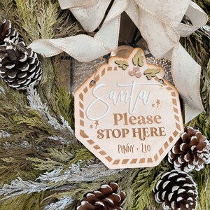 Santa Please Stop Here Door Sign Personalised