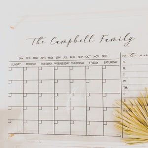 Acrylic Wall Calendar | Personalized Family Planner | Monthly Weekly Calendar | Acrylic Dry Erase Board | Large 2023 Glass Command Center
