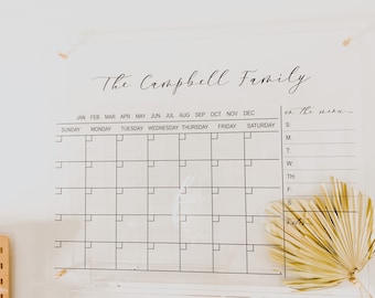 Calendario da parete in acrilico / Planner familiare personalizzato / Calendario settimanale mensile / Lavagna acrilica cancellabile a secco / Grande centro di comando in vetro 2023