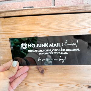 No Junk Mail Sign / Acrylic sign / Ink printed no vinyl image 3