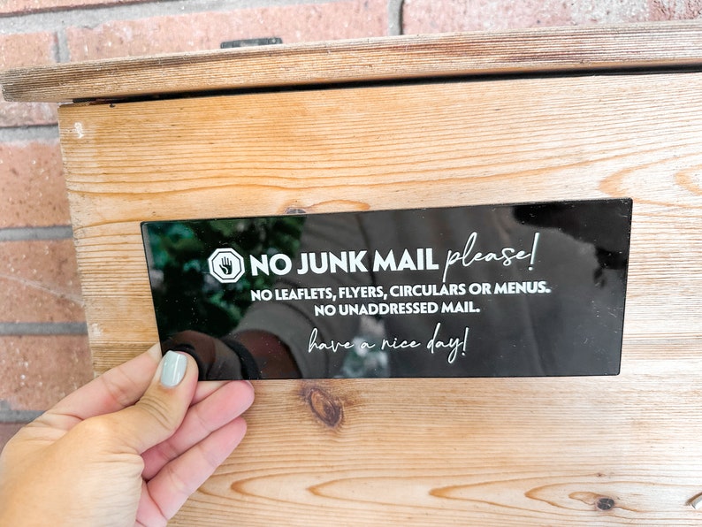 No Junk Mail Sign / Acrylic sign / Ink printed no vinyl image 3