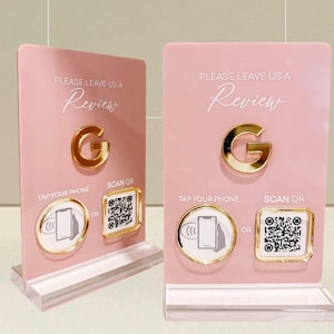 New Google Review or instagram| NFC Plate for Business, SALON - Tap or Scan QR Sign for Google Reviews | One Tap Google Review plaque 3D