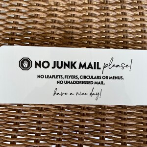 No Junk Mail Sign / Acrylic sign / Ink printed no vinyl image 2