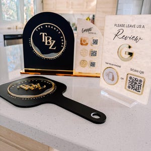 Triple icône et code QR signe Instagram pour les médias sociaux d'entreprise | enseigne de salon | signe beauté | Panneau QR Code Panneau marketing image 12