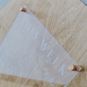 Weekly Acrylic Calendar | Customized Dry erase Menu board | Weekly Planner | daily acrylic calendar | meal planner | Notes | to do list