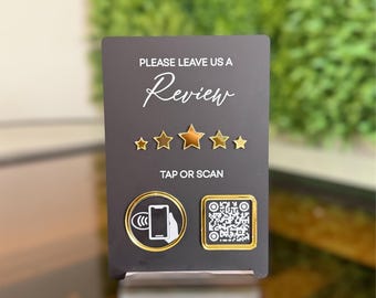New Google Review or instagram| NFC Plate for Business, SALON - Tap or Scan QR Sign for Google Reviews | One Tap Google Review plaque 3D