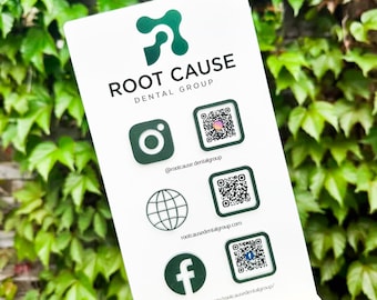 Triple Icon and QR Code Instagram Business Social Media Sign | Salon Sign | Beauty Sign | Hairdressers Beautician Sign Marketing Sign
