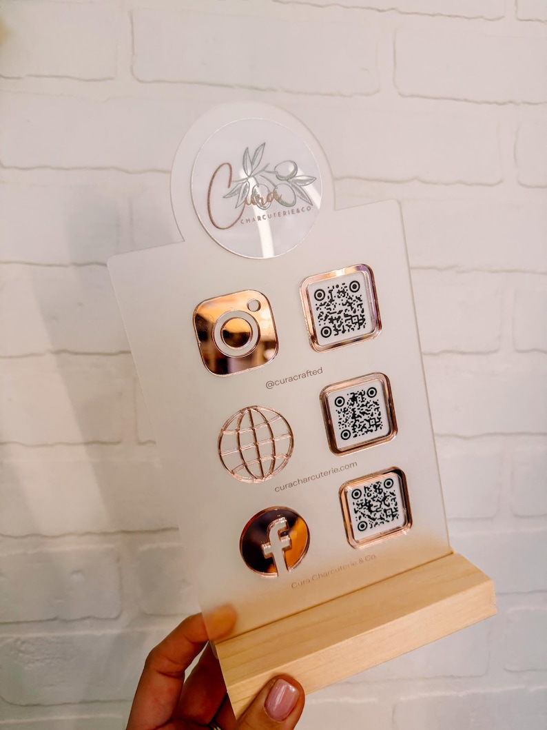 Triple Icon and QR Code Instagram Business Social Media Sign | Salon Sign | Beauty Sign | Hairdressers Beautician Sign Marketing Sign image 9