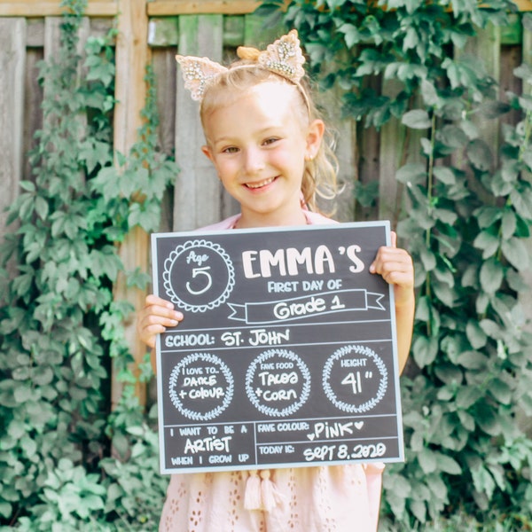 FIRST & LAST Day of chalkboard sign, personalized name double sided, Back to school signs, Kids signs, reusable, chalkboard style, Wood