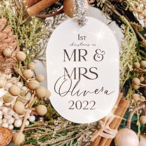 Mr and Mrs Christmas Ornament - First Christmas Married Ornament - Our First Christmas Married as Mr and Mrs Ornament - Personalized