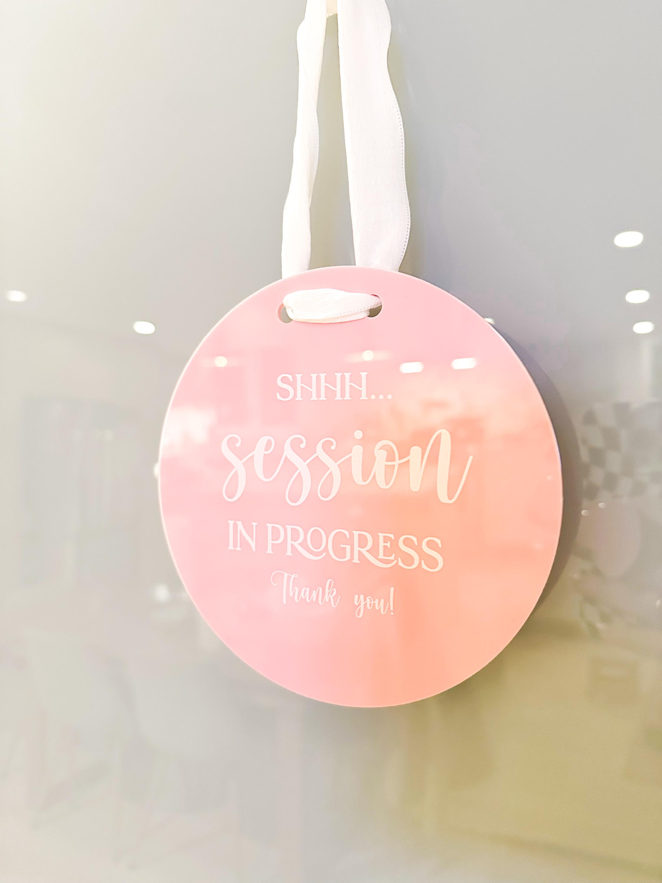 Round Acrylic in Session Sign – Office Door Hanger - Spa - Therapist ...