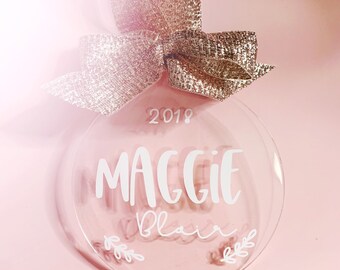 Custom CHRISTMAS tree baubles Christmas tree decor personalized ornament laser cut names CHRISTMAS custom gift tags with year and name Decor