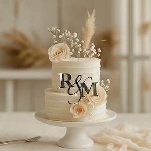 Initials Cake Charm, Monogram Cake Topper, Initials Cake Topper, Custom Cake Topper, Gold Cake Topper, Wedding Cake Topper, Anniversary