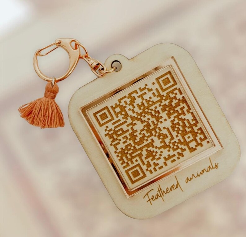 Keychain With QR Code Business QR Code Scannable Social Etsy