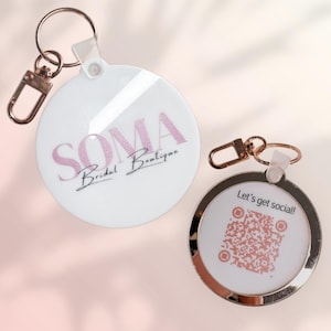 Llavero con código QR y logotipo, llavero con logotipo personalizado, Instagram, llavero con nombre, llavero empresarial, llavero personalizado, regalo para propietarios de pequeñas empresas