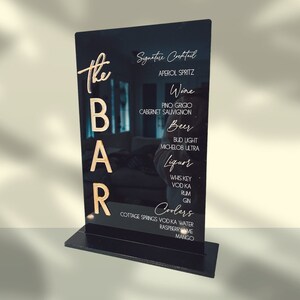 Signature Drinks Bar Schild || Benutzerdefiniertes Acrylglashochzeitsschild Bargetränke-Schild Menükarte Party-Dekoration Hochzeit-Tischdeko
