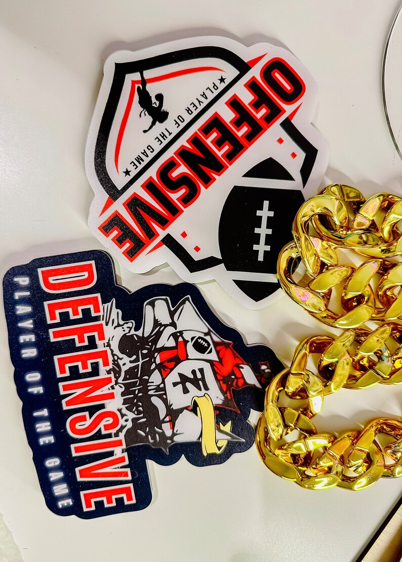 Custom uv printed Oversized Sports Chains / Gold oversized chain / Player of the game reward/ Custom Swag Bling image 3