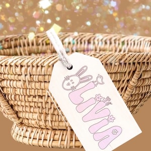 Personalisierte Osterkorb Tags, benutzerdefinierte Junge oder Mädchen Osterkorb Tags, Ost Geschenk für Kinder, Kinder Osterkorb Tags, Bogen Osterkorb Tags