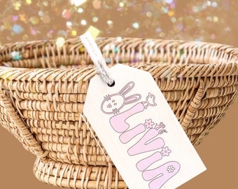 Personalized Easter Basket Tags, Custom Boy or Girl Easter Basket Tags, East Gift for Children, Kids Easter Basket Tags, Bow Easter Tags