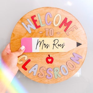 Teacher Door Sign, Teacher Door Hanger, Classroom Door Sign, Custom Teacher Name Sign, Back To School Teacher Gift, Teacher Welcome