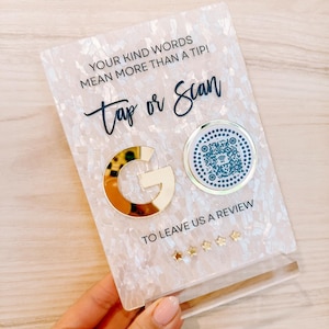 New Google Review or instagram| NFC Plate for Business, SALON - Tap or Scan QR Sign for Google Reviews | One Tap Google Review plaque 3D