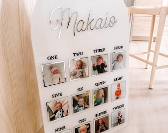 One Year of Photo Board, First Year Board, Baby's my first year sign, 12 month frame, Birthday Decor, 1st Birthday Photo Collage