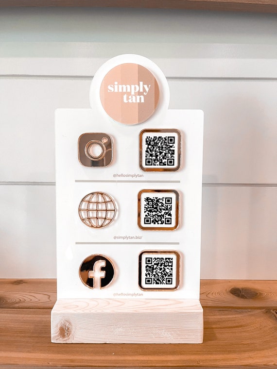 Triple Icon and QR Code Instagram Business Social Media Sign