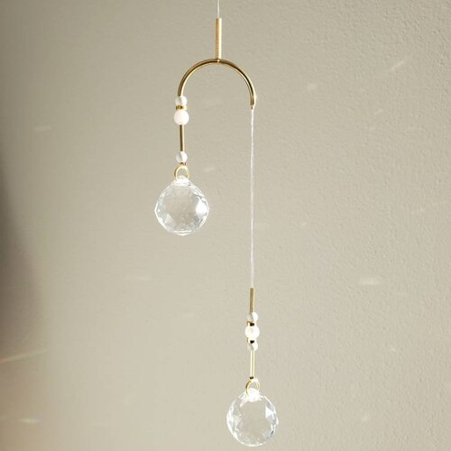 Mobile Double Sun Catcher Summer Linen and Brass Etsy